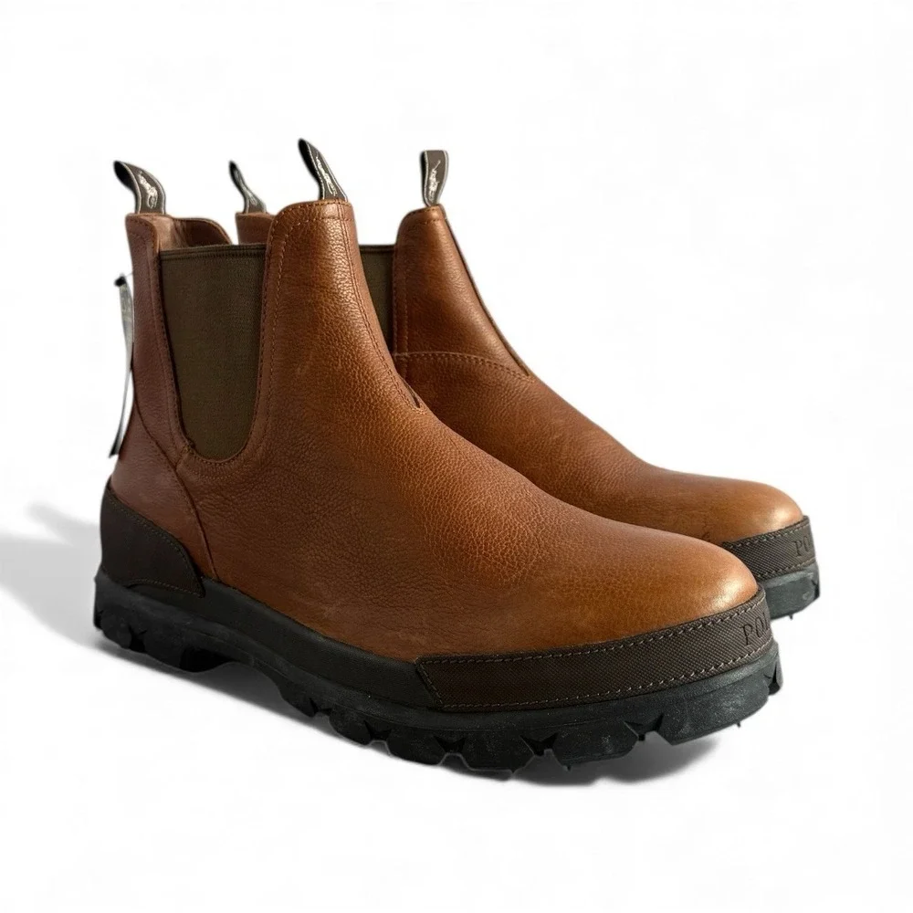 New POLO Ralph Lauren‎ Oslo Chunky Chelsea Boots Men's 13 D Tumbled Leather